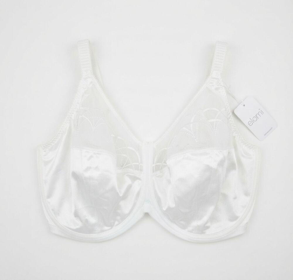NEW Elomi 44K White Cate Bra Underwire No Padding Comfort Adjustable Strap